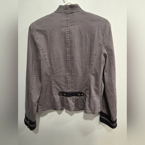 Juicy Couture Military Style Jacket Gray Gold Crest Buttons M - Picture 2 of 3